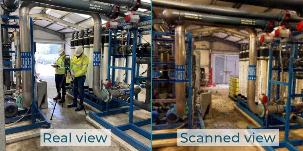 Real view vs scanned views of UF Membrane room