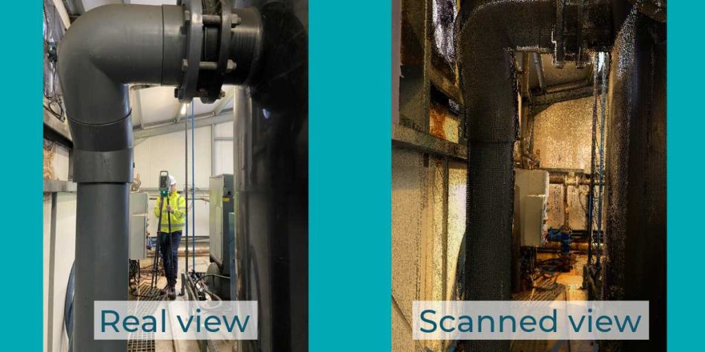 Real view vs scanned views of UF Membrane room